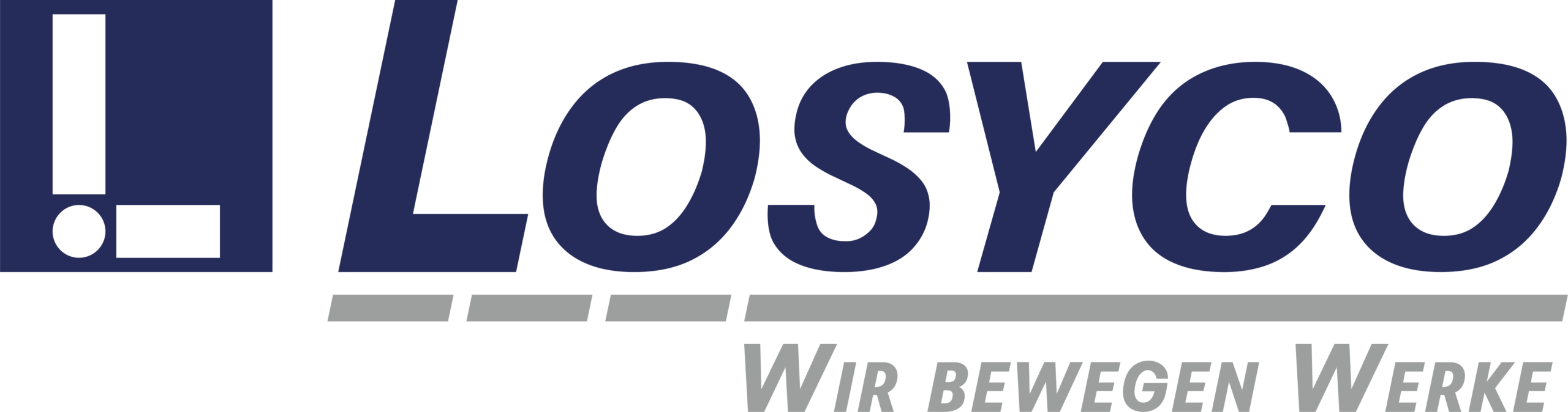 Logo von Losyco mit dem Slogan 'Wir bewegen Werke'.